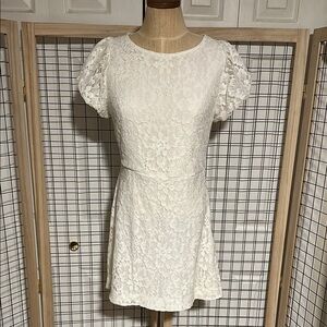 Free People White Puff Sleeve Mini Dress